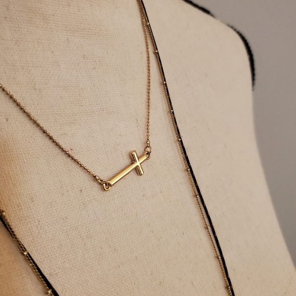 Express Three Row Layered Cross Necklace - Picture 4 of 7